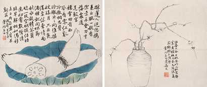 边寿民（款） 花卉 册页（五开选二）